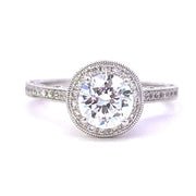 BEVERLY K 18K White Gold Diamond Vintage Halo Engagement Ring